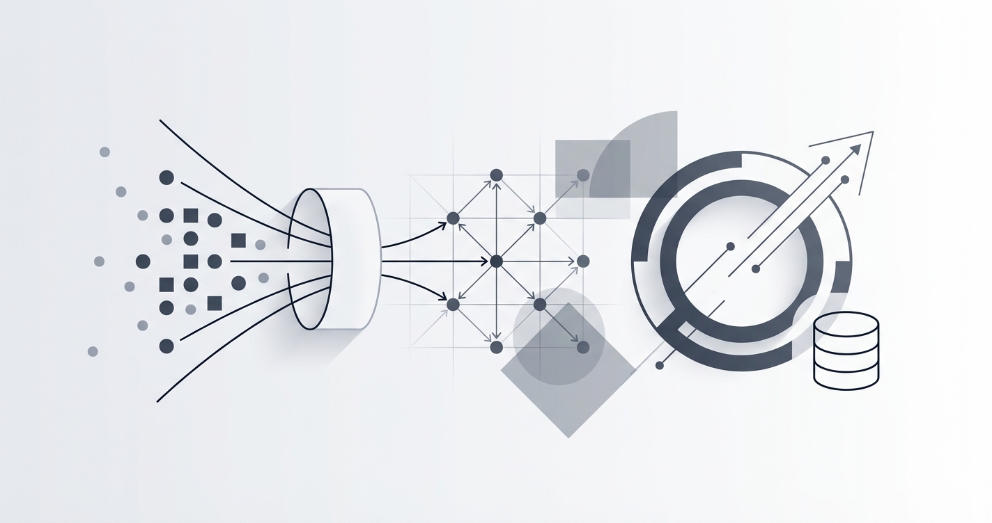 Abstract representation of connecting people and jobs, using vector search and AI.