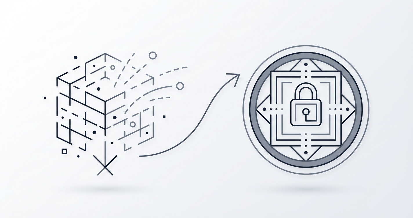 Secure vault with key contrasted with crossed-out env file